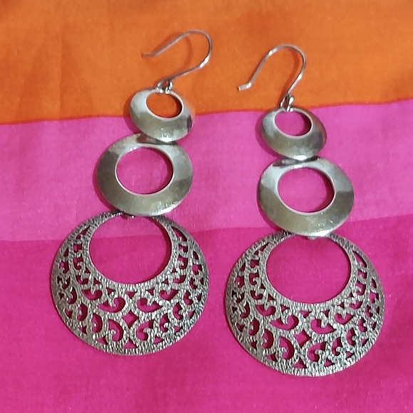 Vintage Sterling Silver Filigree Cascade Earrings - Picture 14 of 14